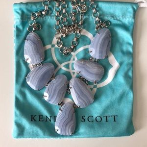 Harlie Statement Necklace in Blue Lace Agate/Rhod